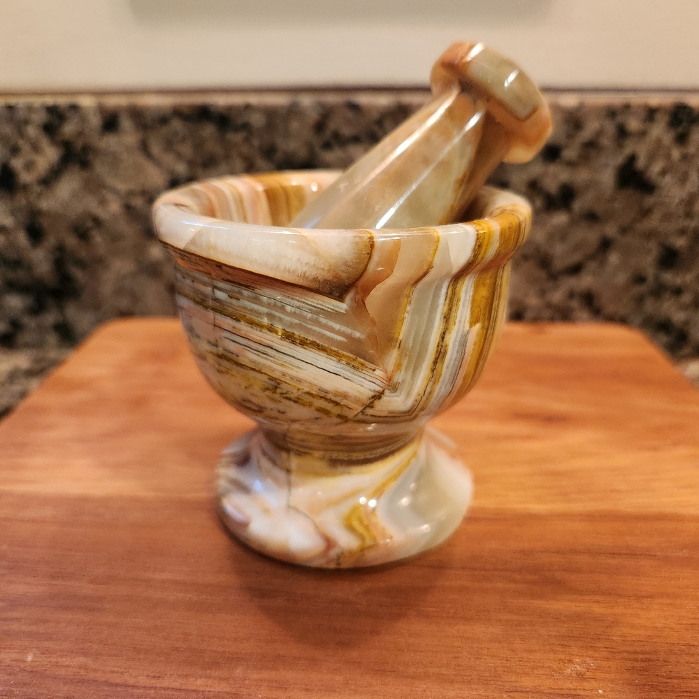 Green Onyx Mortar And Pestle 3.25" Tall - Picture 9 of 16
